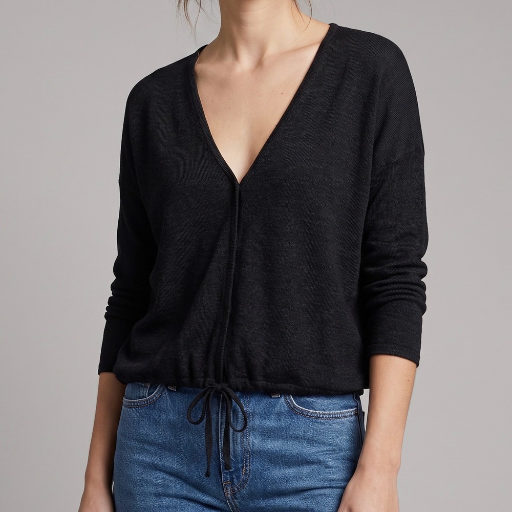 Margaret O'Leary Alpaca Merino Wool Cardigan Sweater V Neck Charcoal Gray size S
